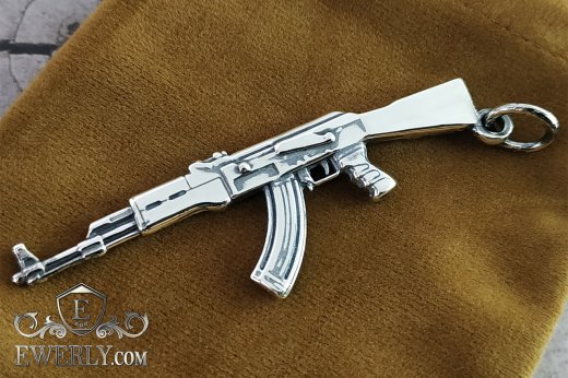 Кулон "Автомат АК-47" - підвіска із срібла з чорнінням 131051MN