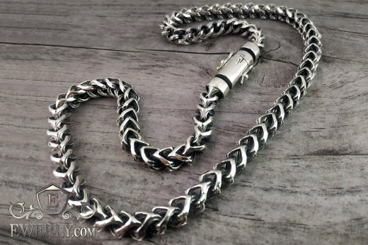 Author's men's massive silver chain whit blackening 111508XX