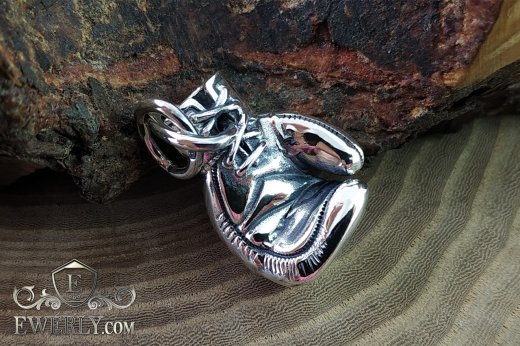 Buy a silver pendant in the form of a Boxing glove (left)