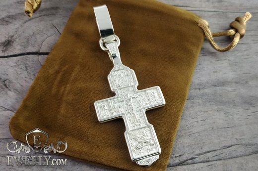 Silver big men's cross, buy cross on the neck 08199FA