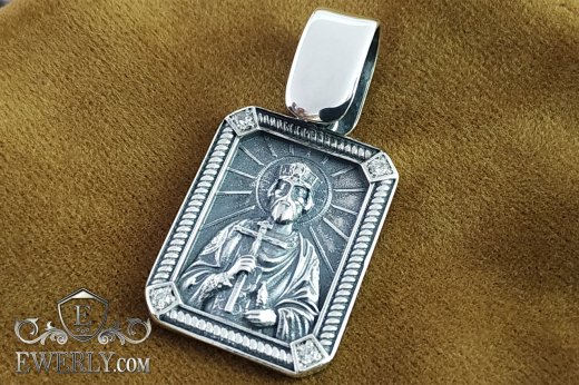 Князь Володимир - кулон із срібла купити з камінням